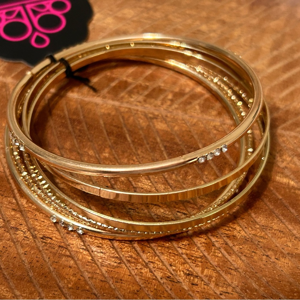 Lock, STACK, and Barrel - Gold Bracelet - Paparazzi Accessories - Picture 3 of 3